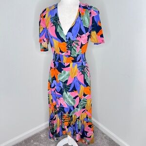 Abel The Label Floral V Neck Maxi Dress M